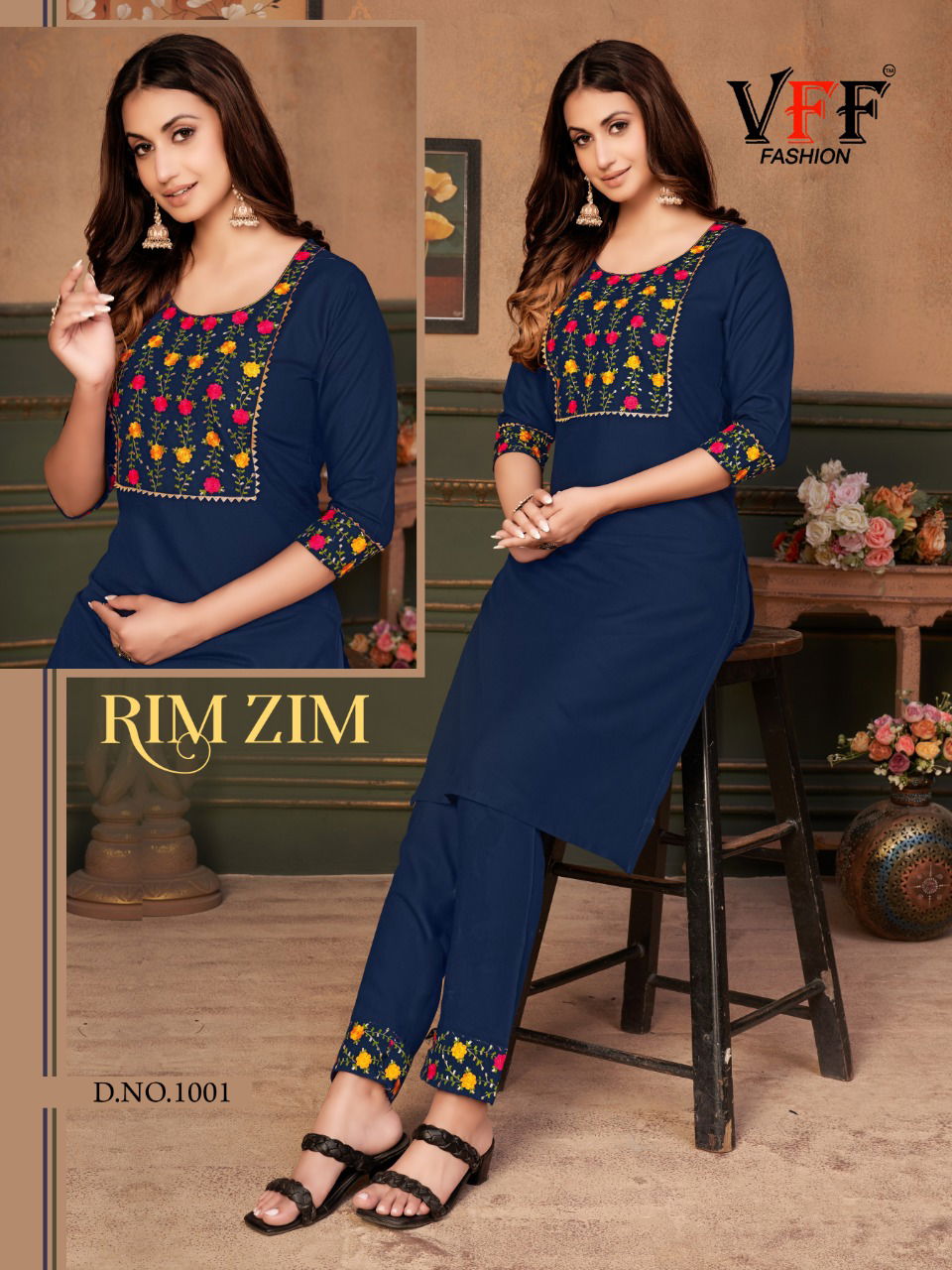 Vff Rim Zim Cotton Embroidery Casual Daily Wear Kurti Collection